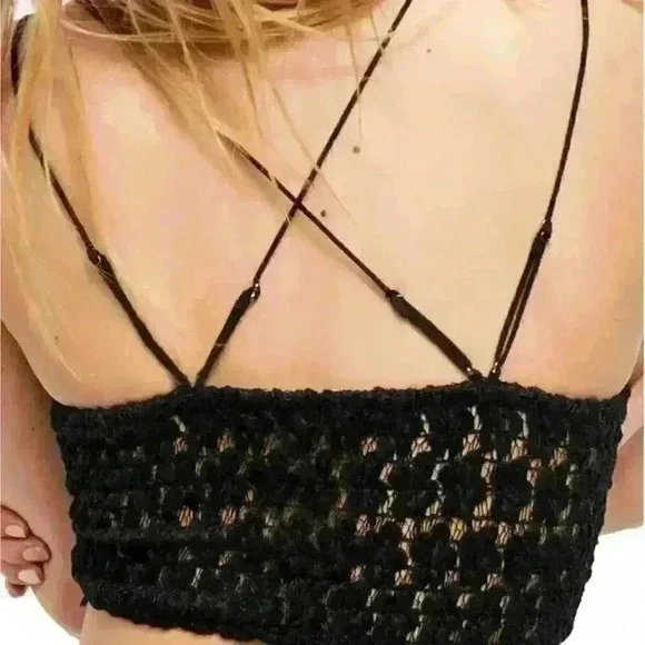 Free People Celine Velvet Bralette Black Size XS - Picture 2 of 7